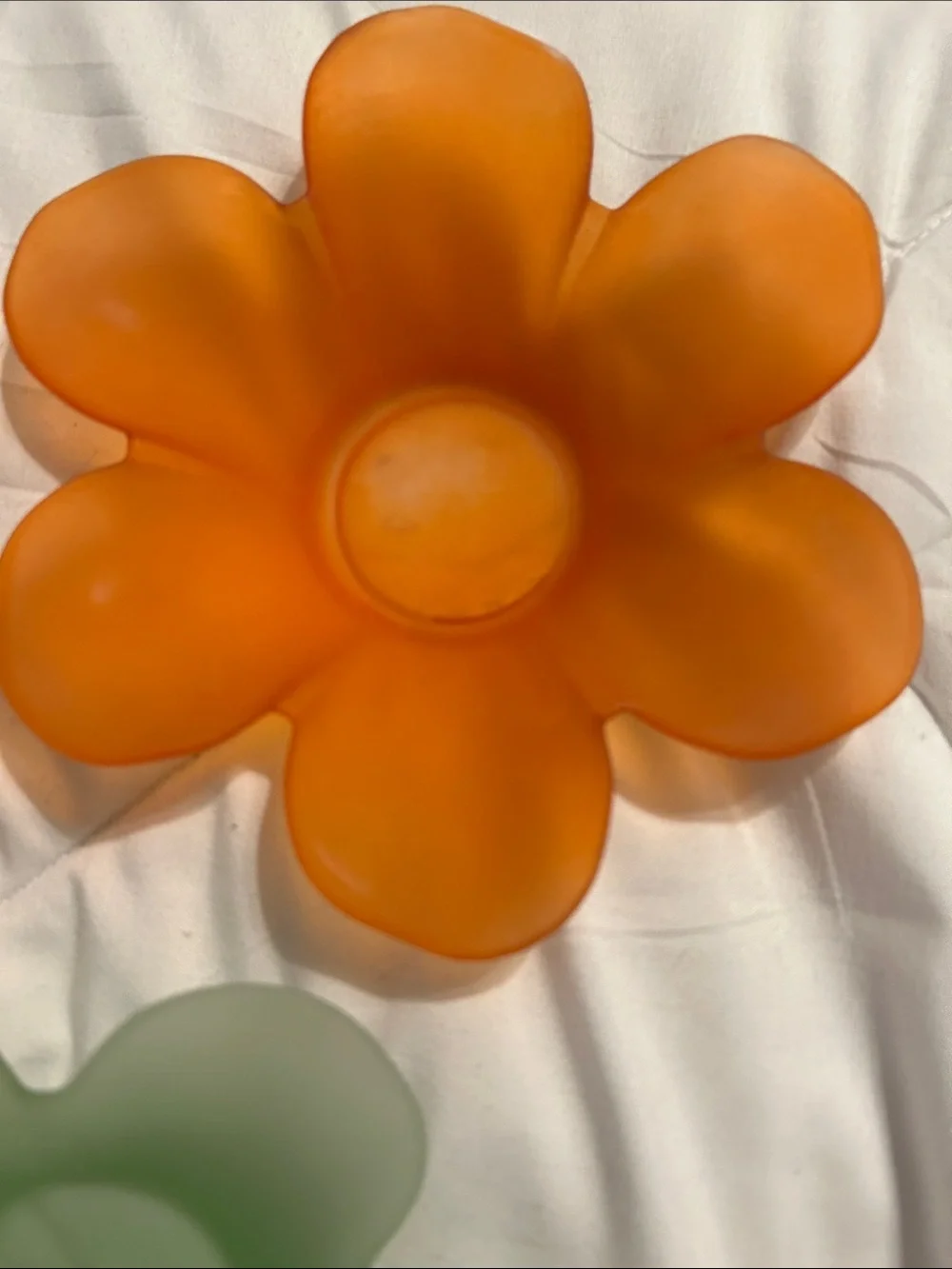 Orange and Green Glass Flower Bowls - Home Accents